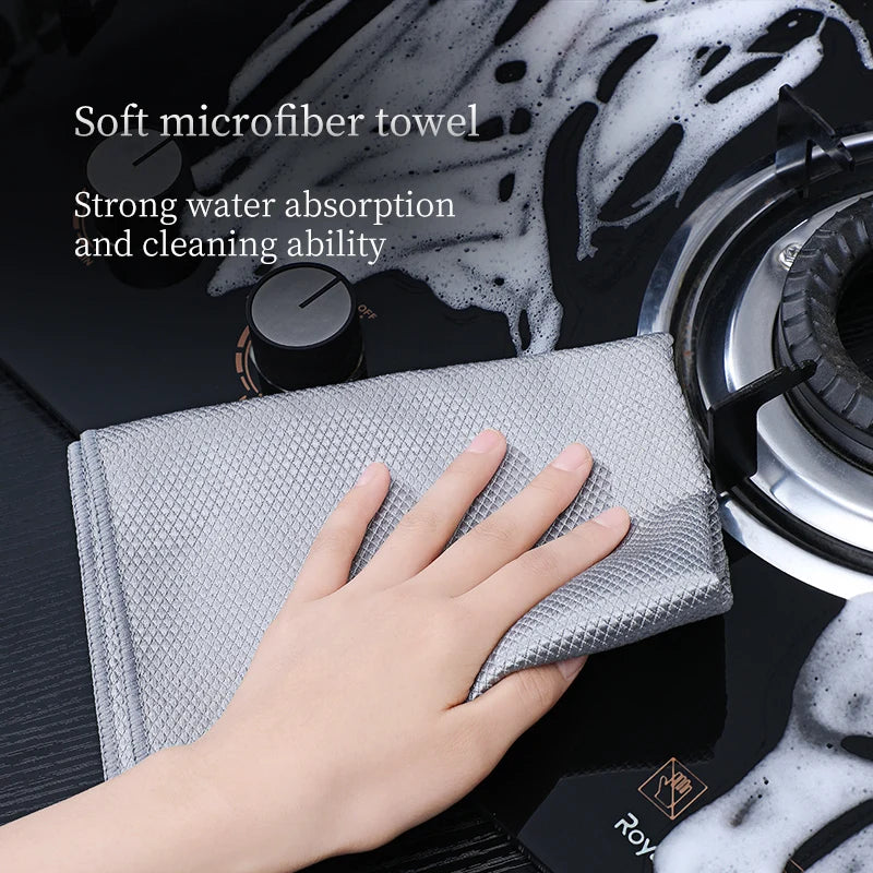 Microfiber Fish Scale Glass Cleaning Cloth – Lint-Free Absorbent Cleaning Towel