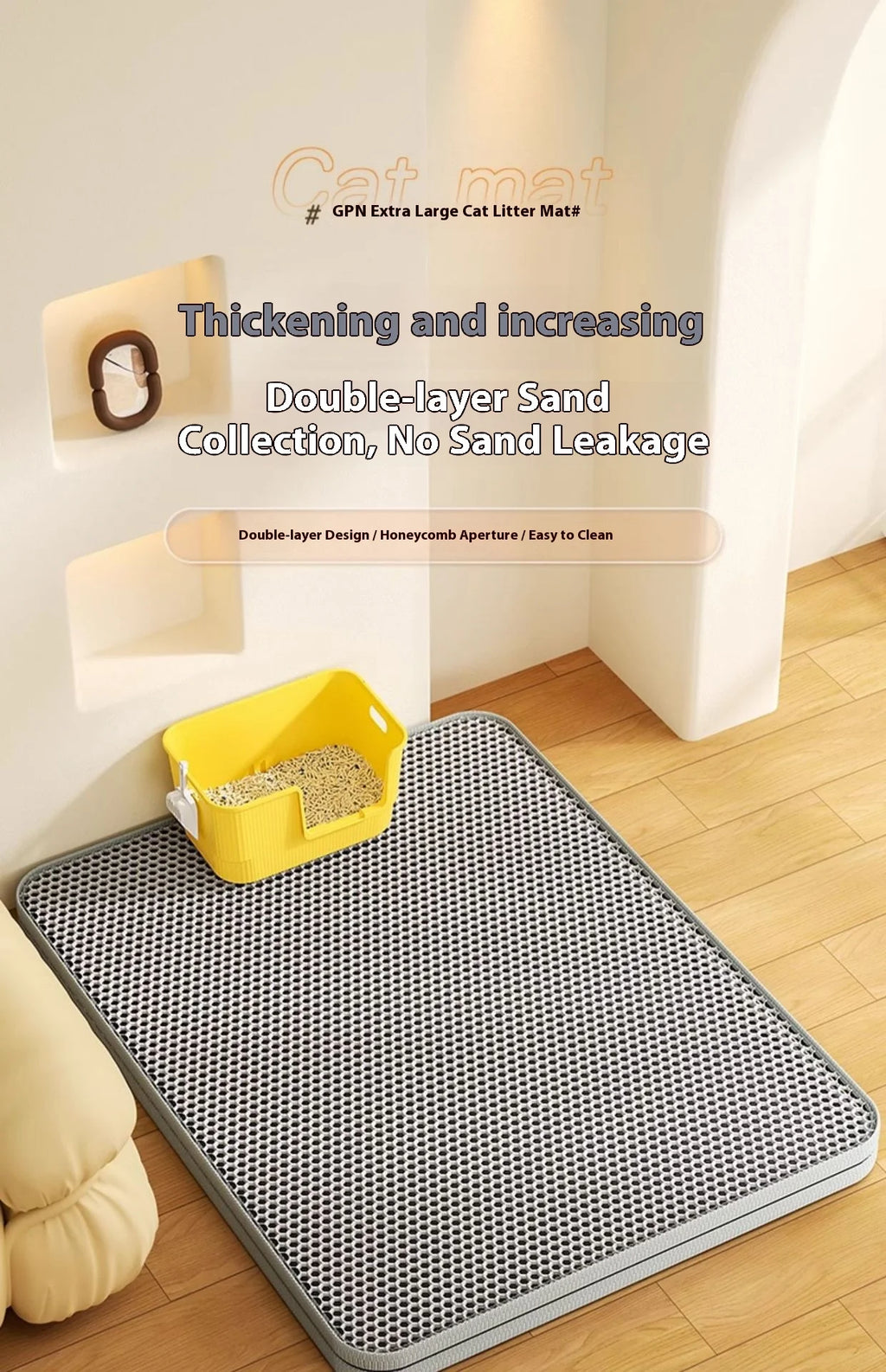2-Layer Cat Litter Mat – Waterproof Non-Slip Litter Trapping Mat