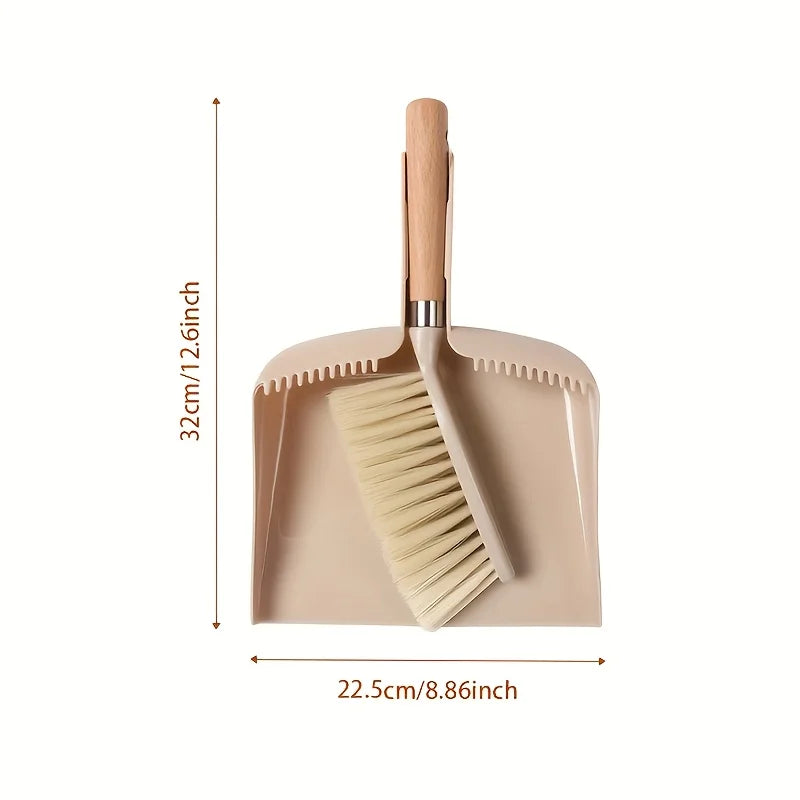 Mini Dustpan & Wooden Handle Broom Set – Small Space Cleaning Tool