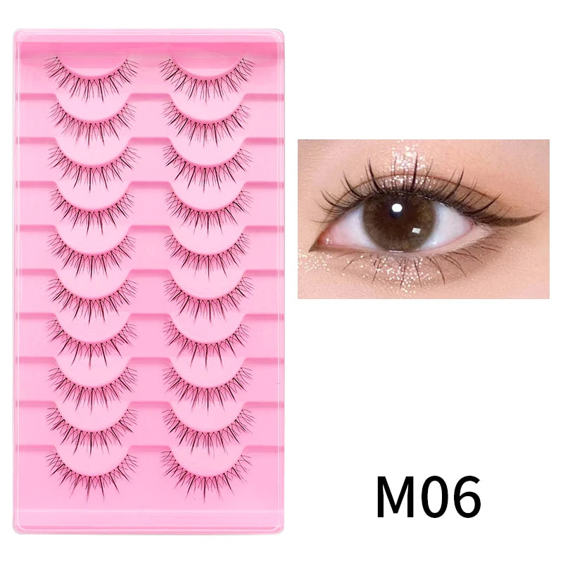 10 paires de cils naturels – Cils manga en bande complète, maquillage – Vente en gros, dropshipping, extensions de cils, faux cils style anime