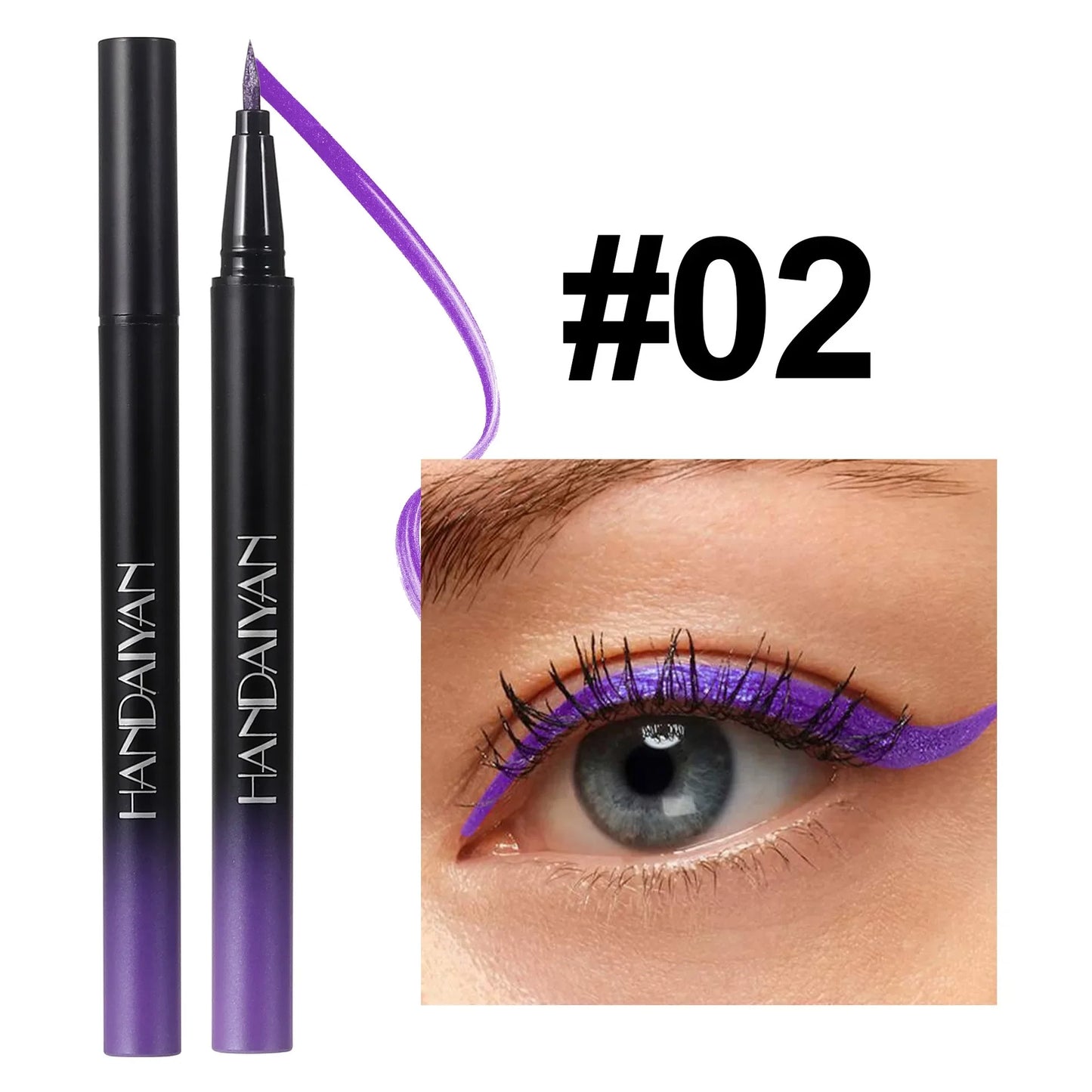 Eyeliner Liquide Diamant — brillant, waterproof, séchage rapide, fini métallique argent et or, perlé, effet soyeux, illumine le regard