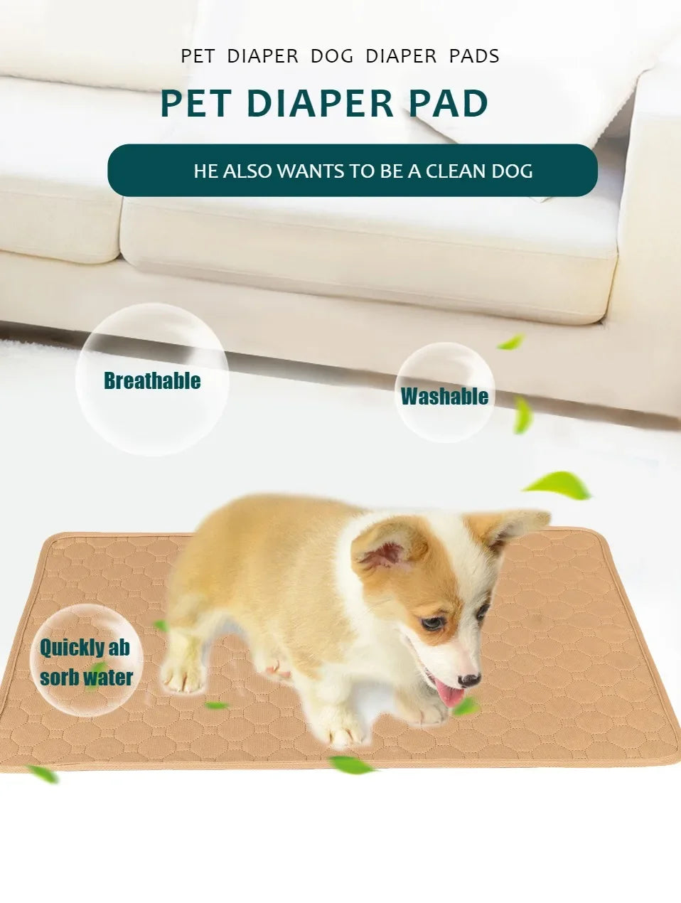Reusable Washable Dog Pee Pad – Absorbent Pet Training & Protection Mat
