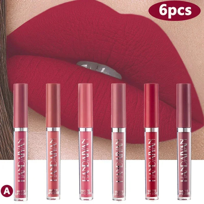 Coffret  1 ou 6 pièces — Rouge à lèvres mat coréen pour femmes | Waterproof et longue tenue | Non collant, tenue durable | Maquillage lèvres élégant
