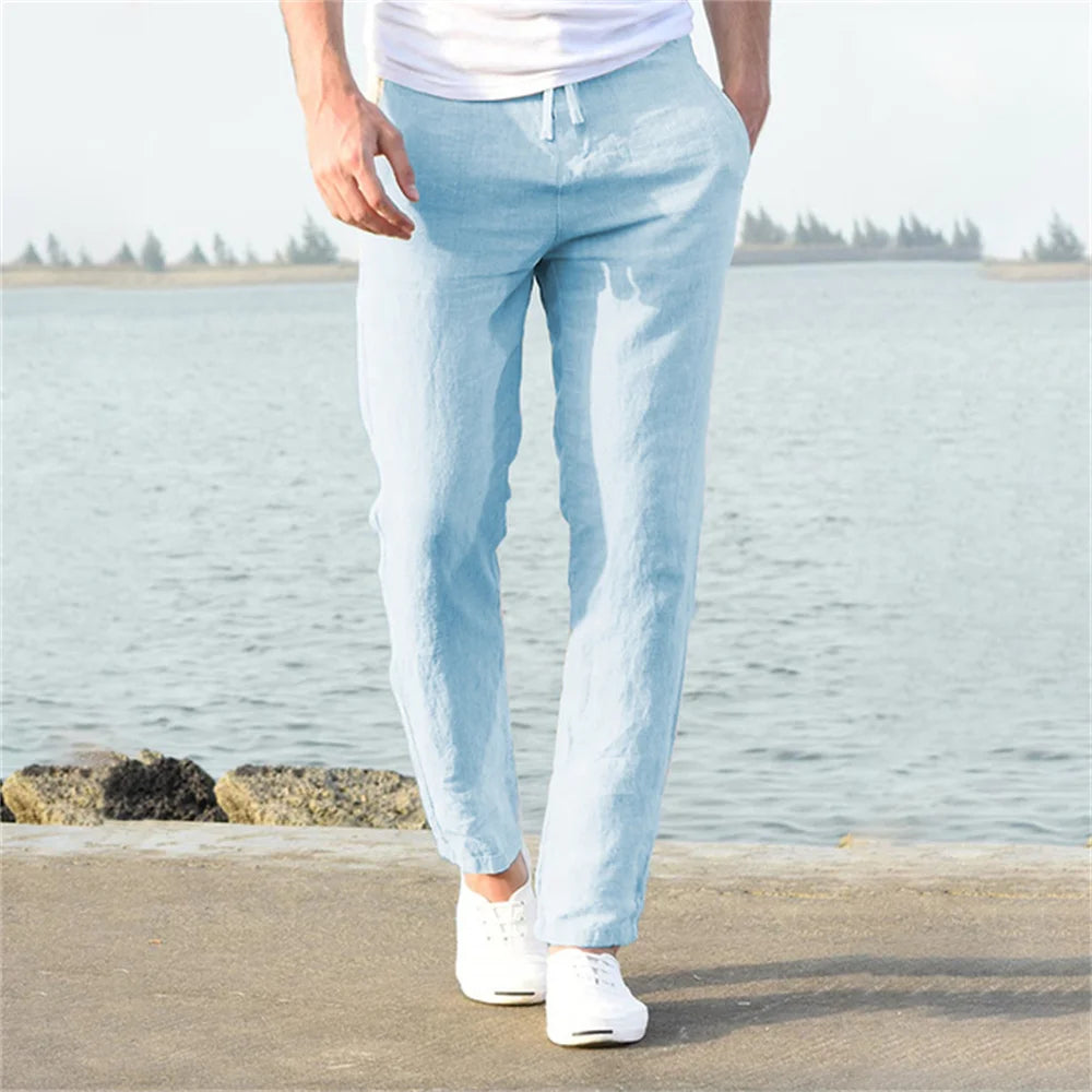 Pantalon Homme en Coton et Lin
