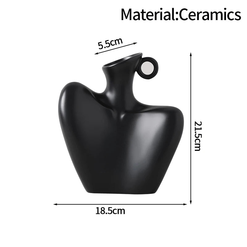 Modern White Decorative Vase – Minimalist Flower Vase for Home & Table Decor