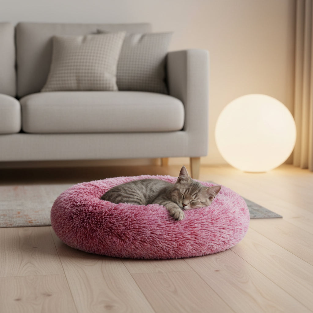 Plush Round Pet Bed – Ultra Soft Warm Dog & Cat Bed