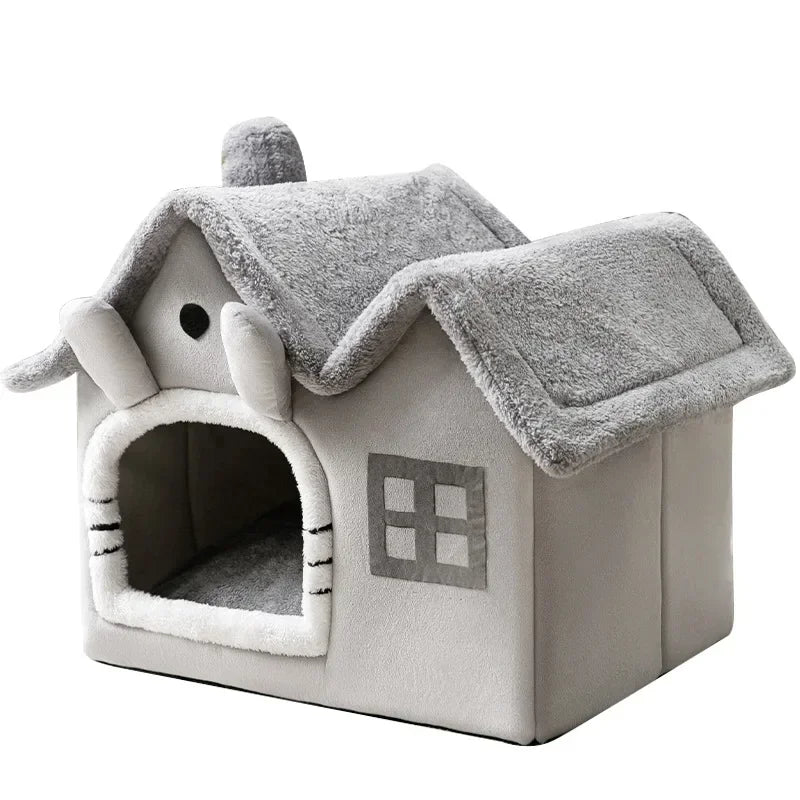 Foldable Cozy Pet House Bed – Warm Cave Bed for Small Dogs & Cats