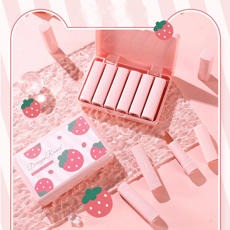 Set 6 Couleurs Rouge à Lèvres Mat – Mini Format, Waterproof, Longue Tenue, Fini Velours