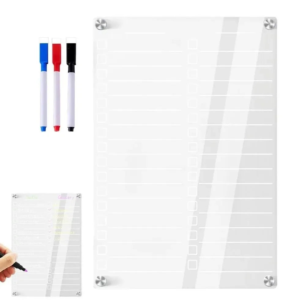 Magnetic Acrylic Weekly Planner for Fridge – Reusable Transparent Calendar Board
