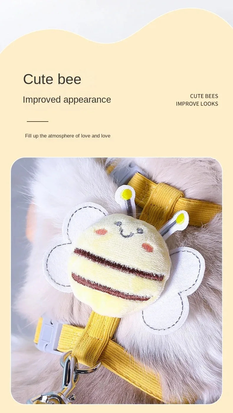 Cartoon Bee Pet Harness & Leash Set – Adjustable Vest for Cats & Small Dogs
