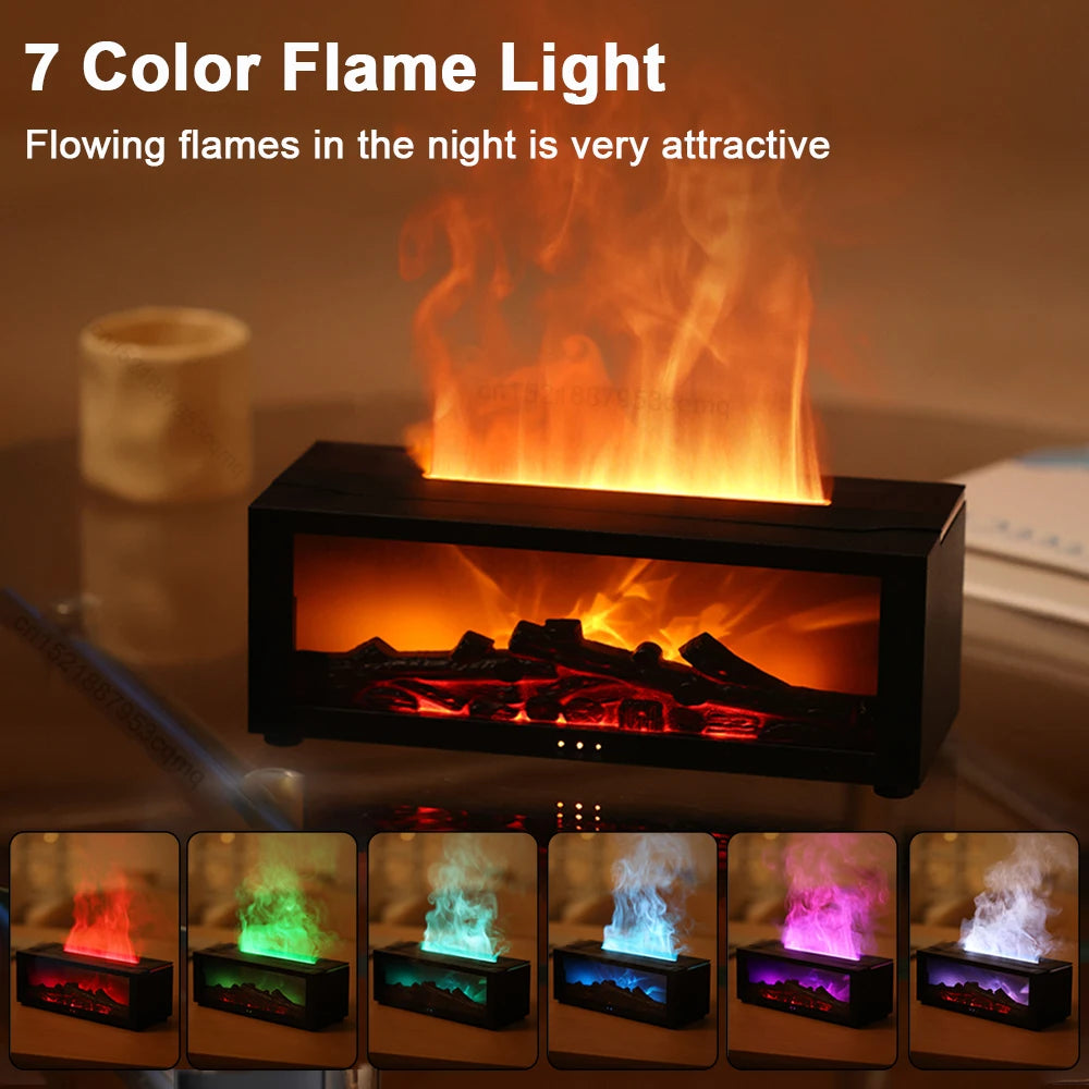 Flame Aroma Diffuser with Remote Control – LED Essential Oil Humidifier for Home