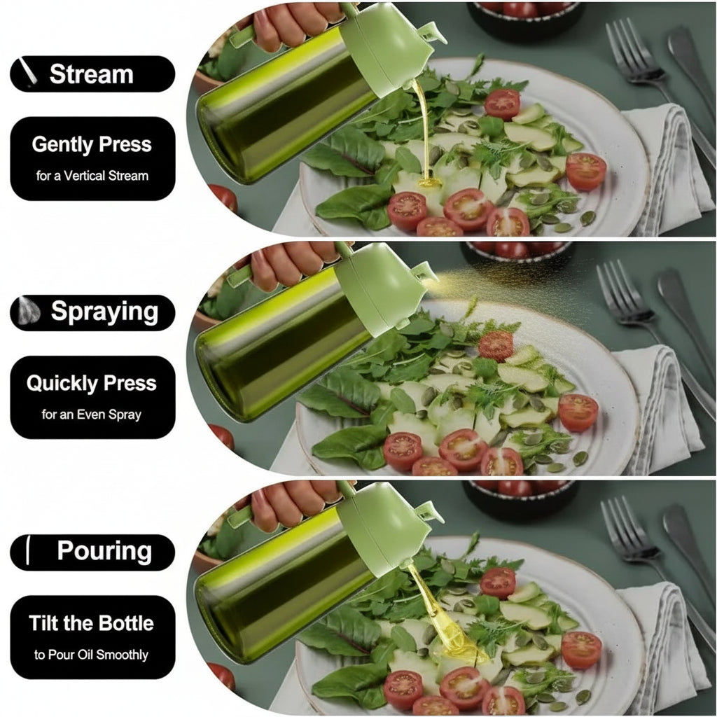 470ml 2-in-1 Oil Sprayer for Cooking – Olive Oil Dispenser & Spray Bottle with Thick Glass Design