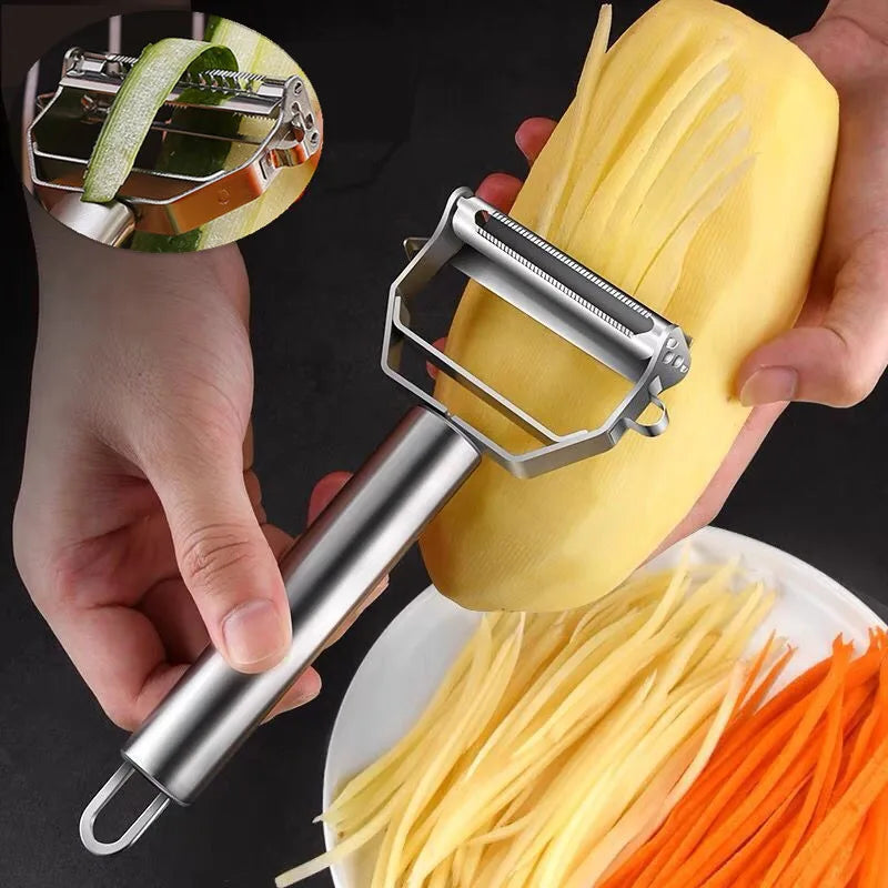 Double-Head Stainless Steel Vegetable Peeler – Multifunction Fruit, Vegetable & Melon Slicer Kitchen Tool