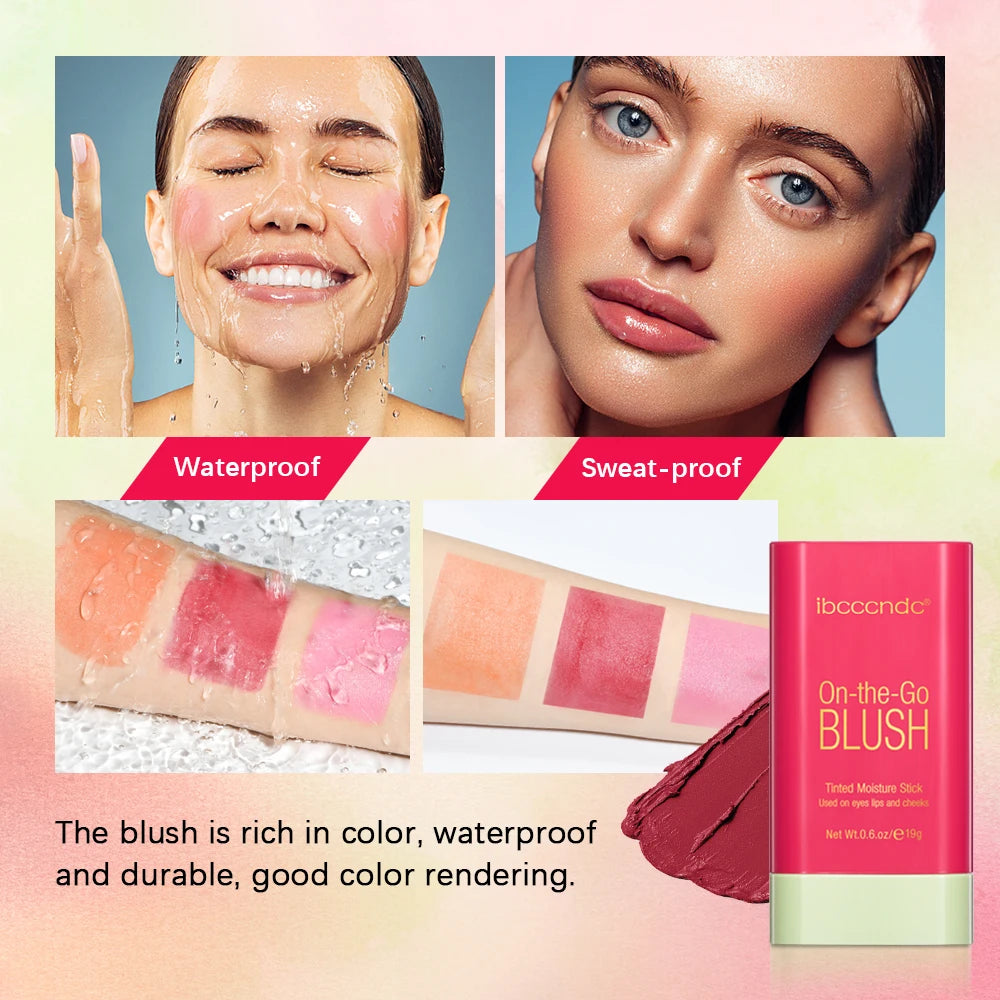 Blush stick fonctionnel – Crème blush facile à appliquer, waterproof, haute intensité de couleur – Illumine le teint, maquillage tendance