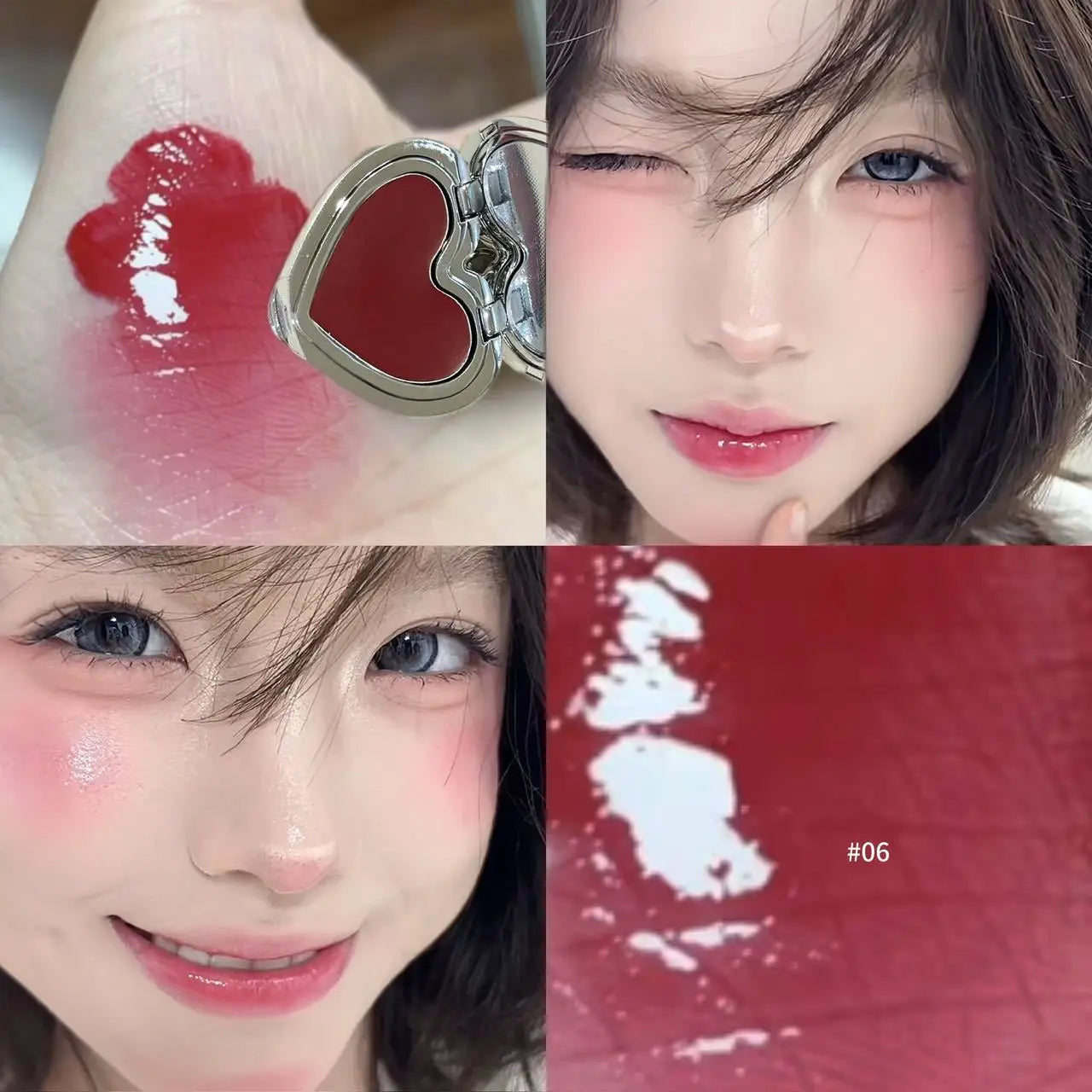 Fard à Joues Crème Brillante — Teinte Rose Naturelle pour Joues et Lèvres, Hydratant, Illuminateur Non Gras, Formule en Pâte en Forme de Cœur