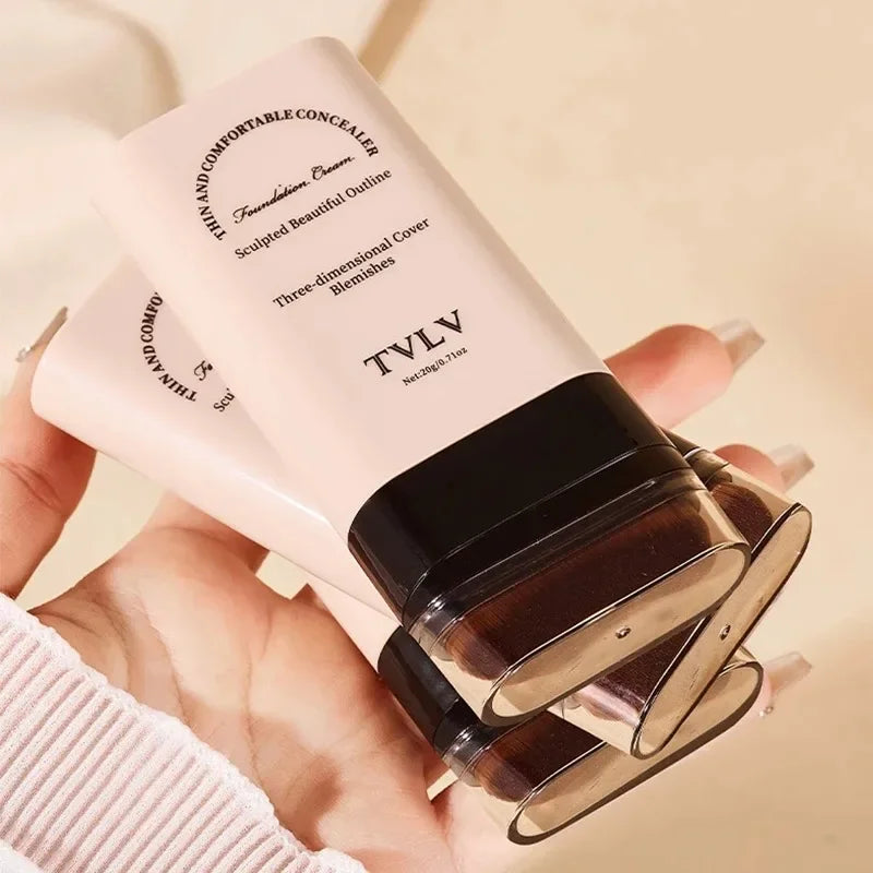 Stick fond de teint effaceur 20 g avec pinceau, illumine la peau, fond de teint liquide, sans traces, maquillage longue tenue, anti-cernes