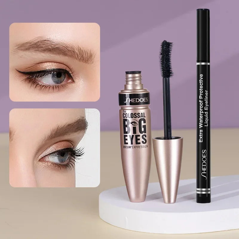 Mascara liquide waterproof longue tenue anti-bavure avec eyeliner