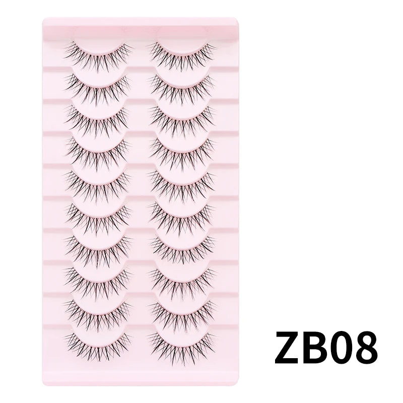 10 paires de cils naturels – Cils manga en bande complète, maquillage – Vente en gros, dropshipping, extensions de cils, faux cils style anime