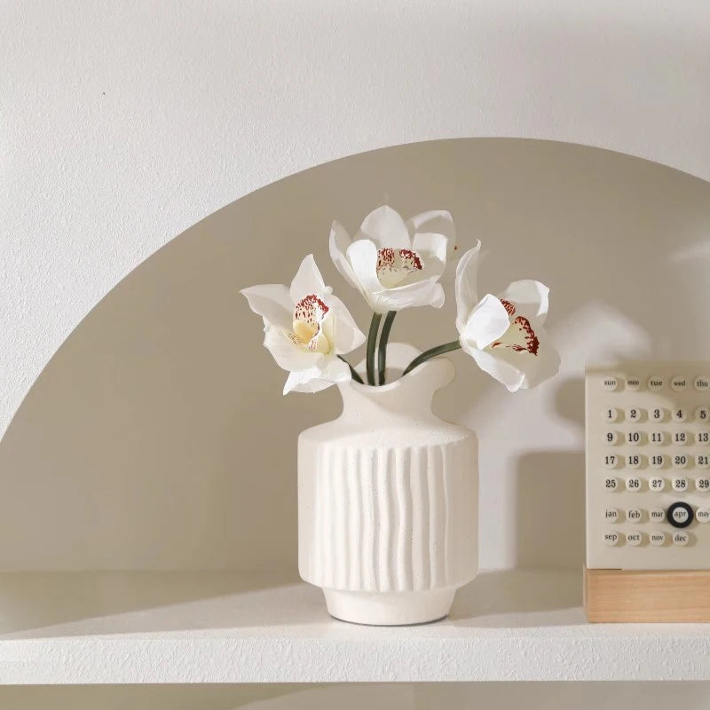 Modern White Decorative Vase – Minimalist Flower Vase for Home & Table Decor