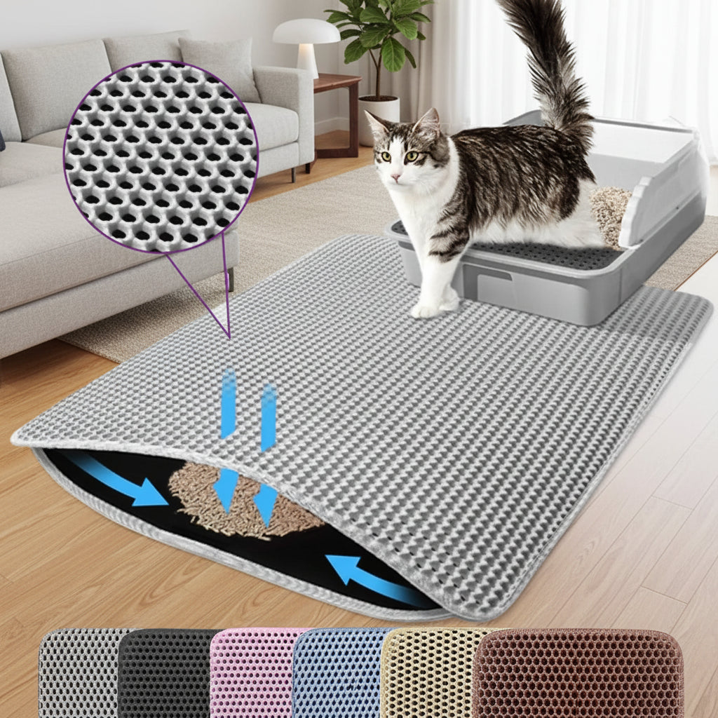 Large Double-Layer Cat Litter Mat – Waterproof Non-Slip Litter Trap