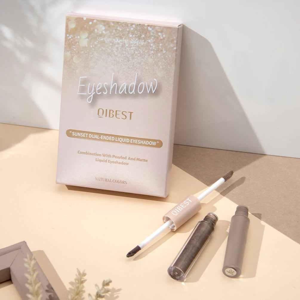 Set d’Ombres à Paupières Liquides 2-en-1 Waterproof – Fini Mat et Brillant, Crayon Double Embout, 12 Couleurs, Gris, Marron, Paillettes, Maquillage des Yeux