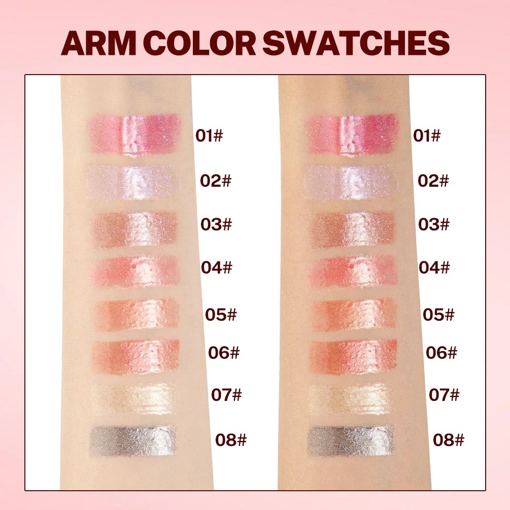 Qibest 8 couleurs hydratant diamant miroitant paillettes brillant à lèvres maquillage scintillant paillettes liquide rouge à lèvres perle brillant à lèvres teinte