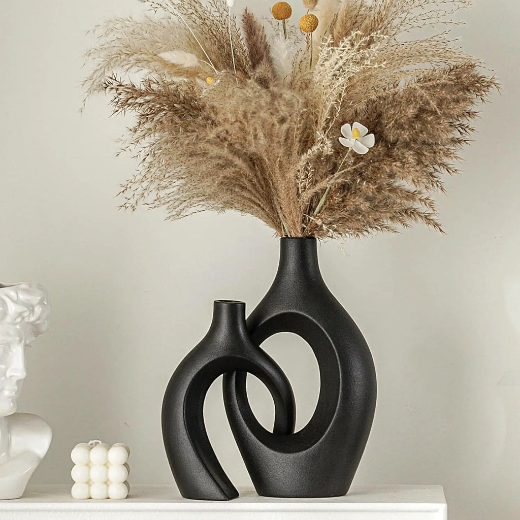 Modern Hollow Vase Set (2 Pieces) – Scandinavian Decorative Flower Vases for Home Decor