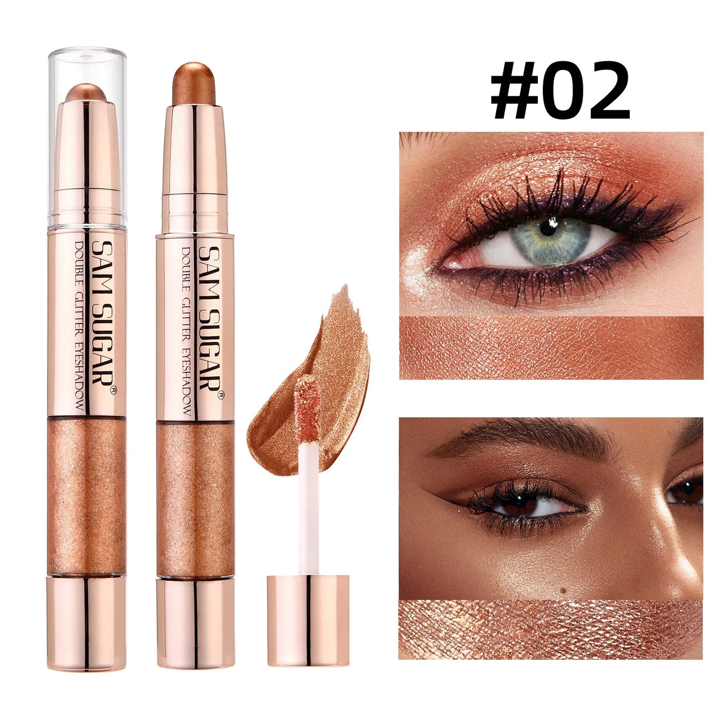 Crayon fard à paupières liquide double embout, nacré, contouring soyeux, scintillant, waterproof, longue tenue, maquillage fête
