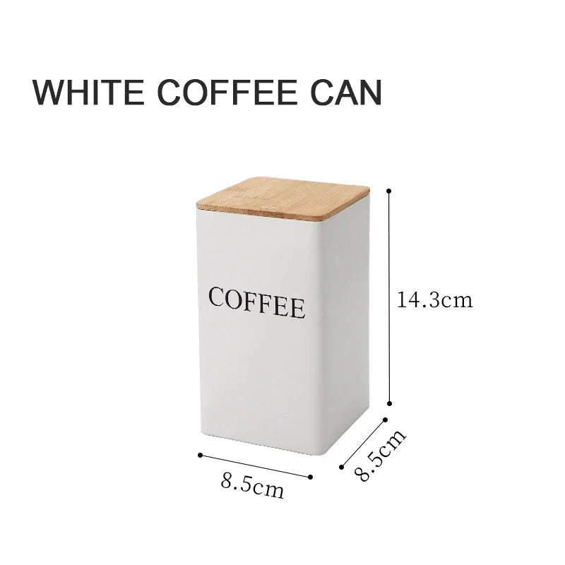 Metal Coffee Bean Storage Jar with Bamboo Lid – Tea, Coffee & Sugar Container