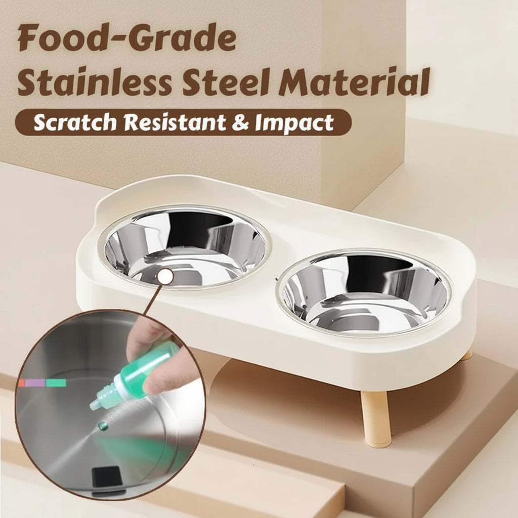 Colorful Elevated Pet Feeder – Dual Stainless Steel Bowls with Neck Support
