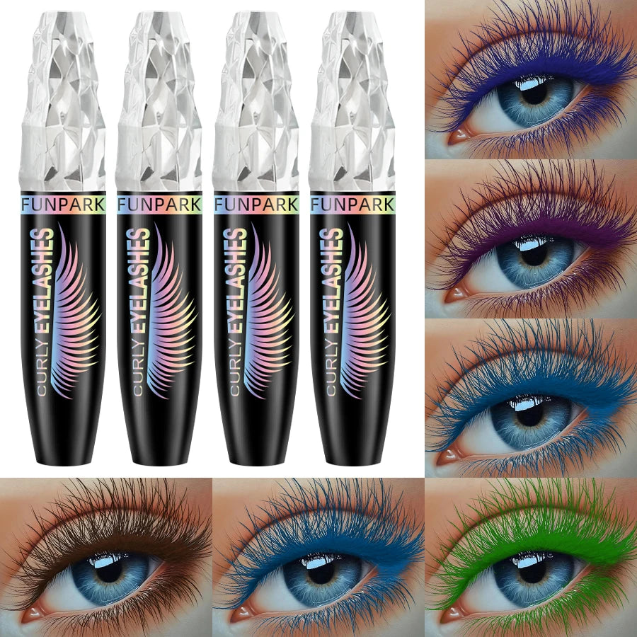 Mascara 5D 9 couleurs grands yeux waterproof épais allongeant recourbant fibres liquide extensions cils maquillage