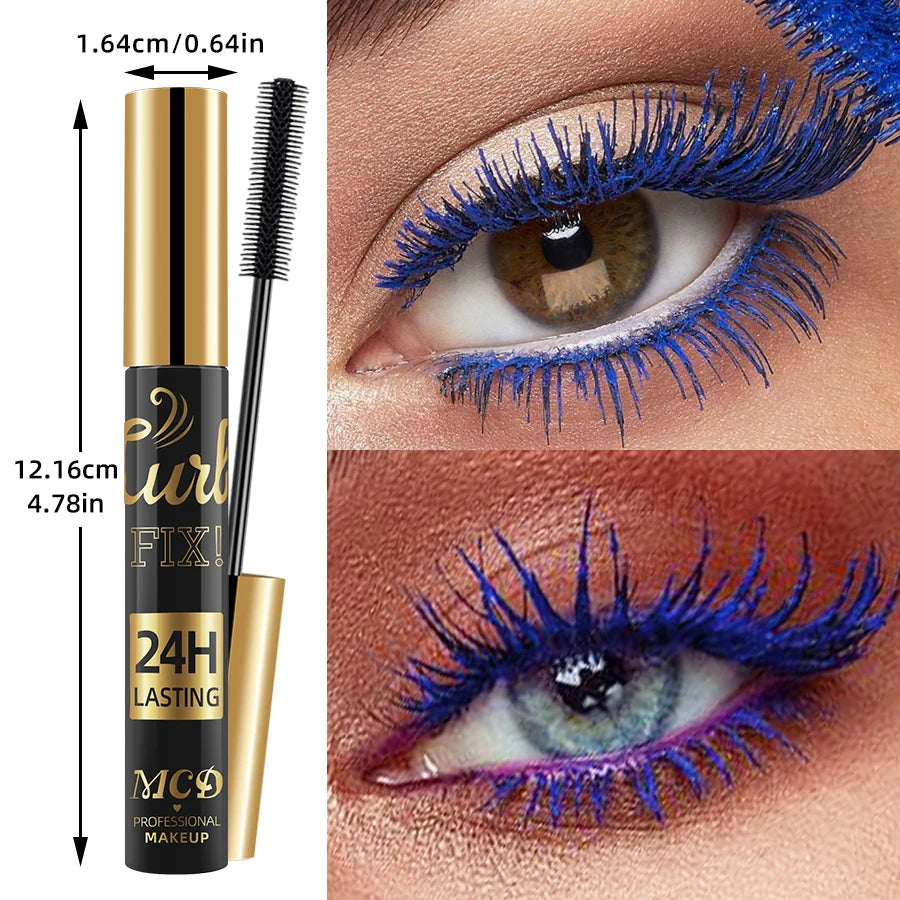 Mascara 5D waterproof vibrant 9 couleurs longue tenue recourbant bleu, vert, noir extensions cils