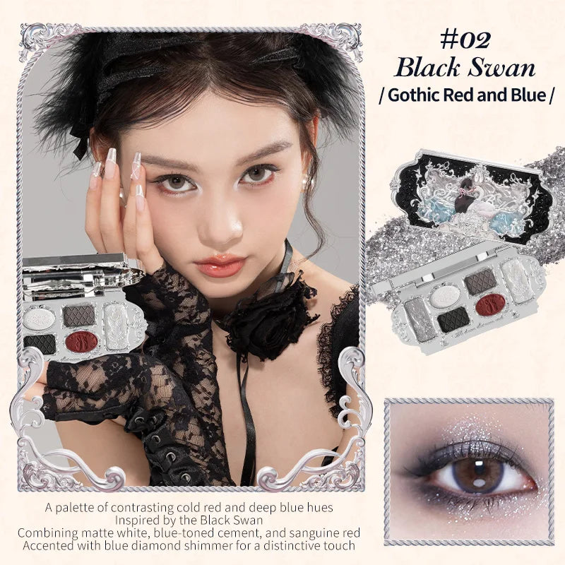 Palette fards à paupières, 6 couleurs, mats délicats et scintillants