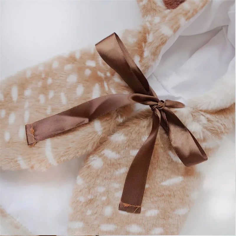 Christmas Reindeer Pet Cape with Hat – Warm Holiday Outfit for Dogs & Cats