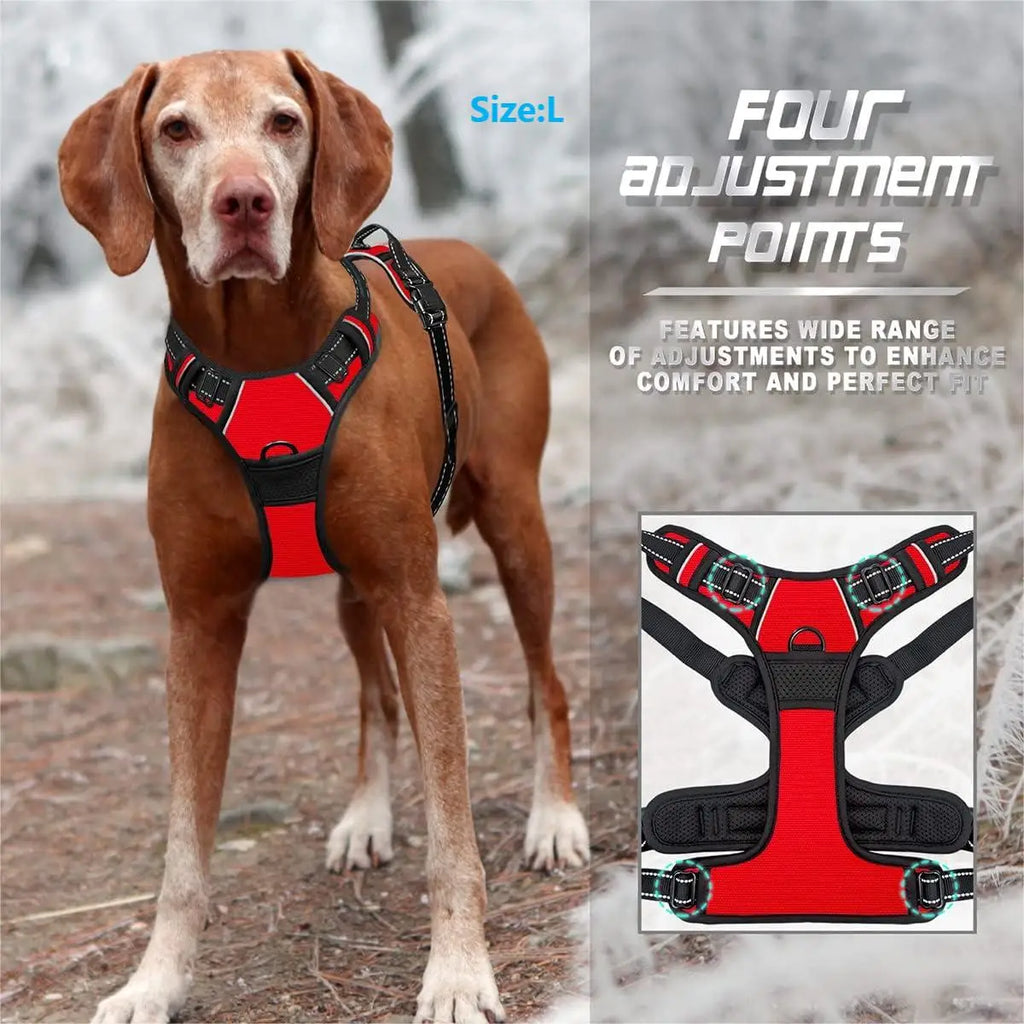 Adjustable No-Pull Dog Harness – Reflective Front-Clip Harness with Handle