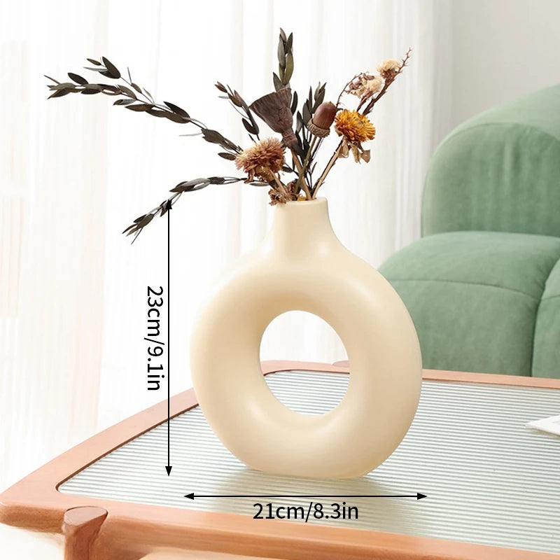 Modern White Decorative Vase – Minimalist Flower Vase for Home & Table Decor