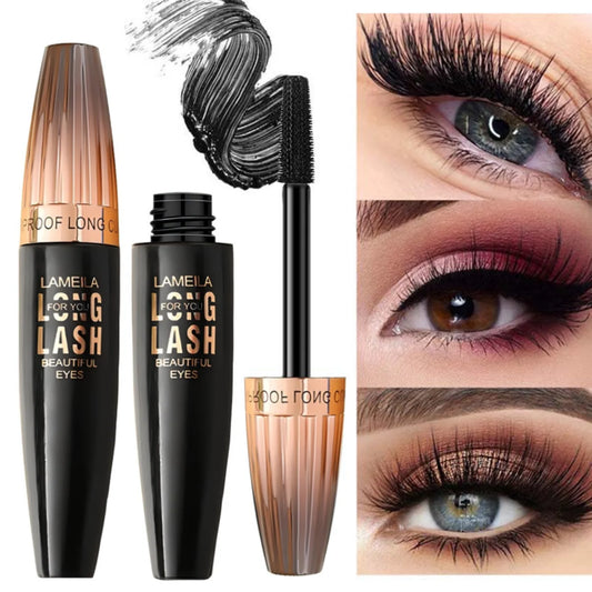 Mascara 4D waterproof épais et long recourbant volume anti-bavure longue tenue grands yeux outil maquillage