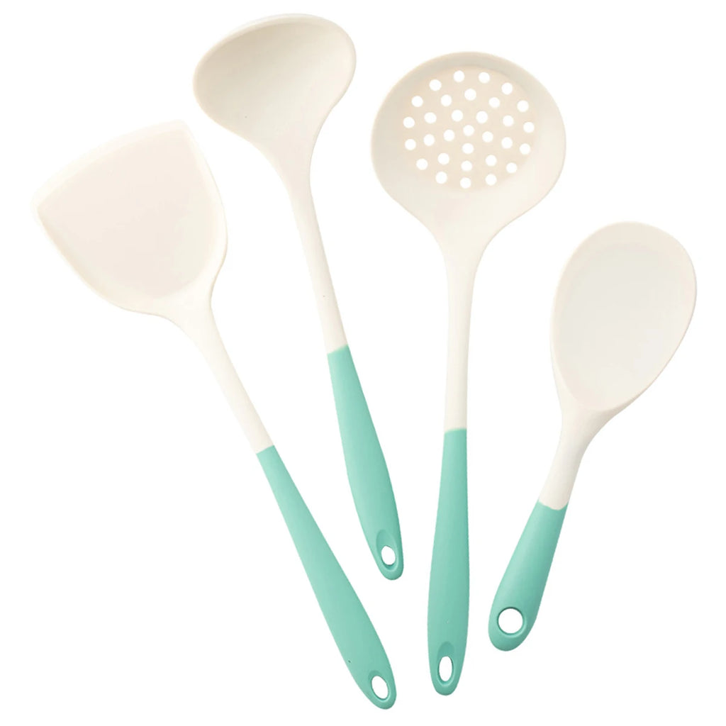 4-Piece Silicone Kitchen Utensil Set – Ladle, Slotted Spoon, Spatula & Cooking Tools for Home Kitchen