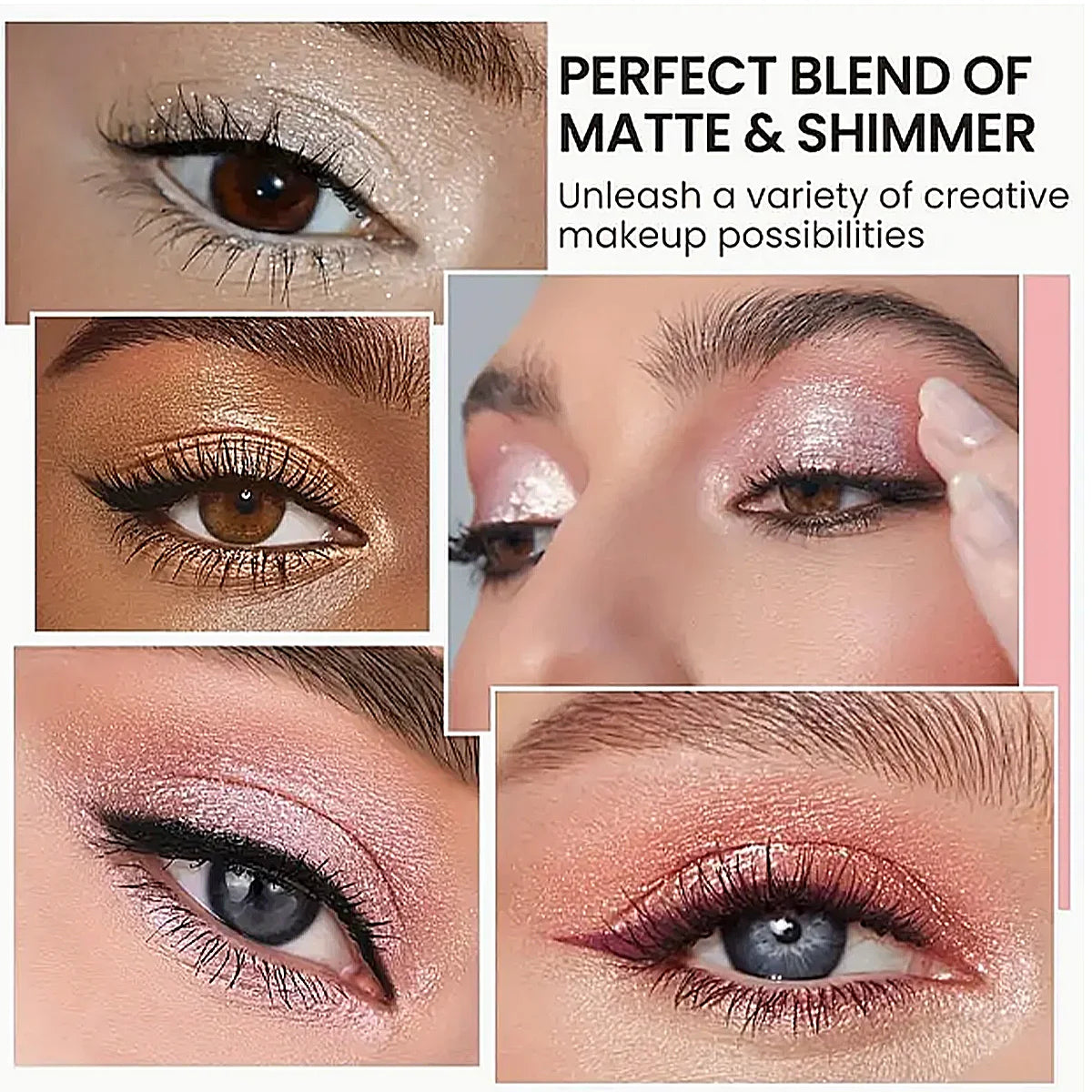 Palette de Fards à Paupières 9 Couleurs — Finitions Pailletées, Nacrées et Mattes, Palette Multi-Usage pour un Maquillage Complet des Yeux