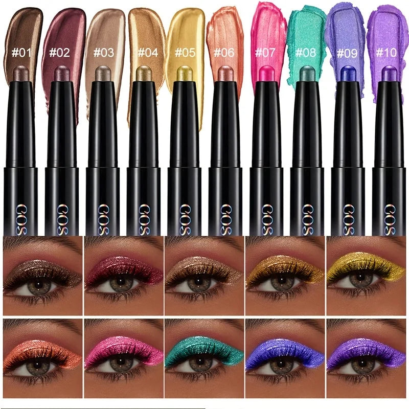 Crayon fard à paupières marron neutre métallique, crème magique scintillante, illuminateur yeux, crayon surligneur et eyeliner