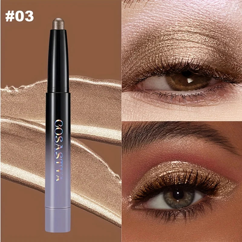 Crayon fard à paupières marron neutre métallique, crème magique scintillante, illuminateur yeux, crayon surligneur et eyeliner