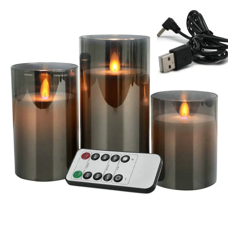 Rechargeable LED Flameless Pillar Candle Set – Real Wax Moving Wick Candles with Remote & Timer