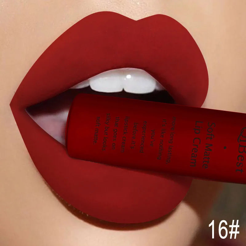 Gloss à lèvres liquide mat en velours – Rouge à lèvres brillant sexy, teintes rouges et nude, waterproof, longue tenue, maquillage pour femmes
