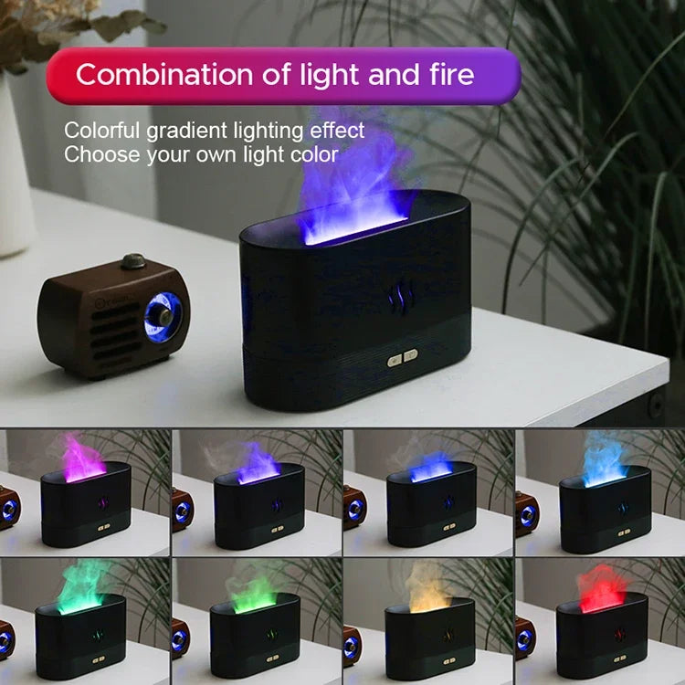 USB Flame Aroma Diffuser – 7 Color LED Humidifier & Essential Oil Aromatherapy Lamp