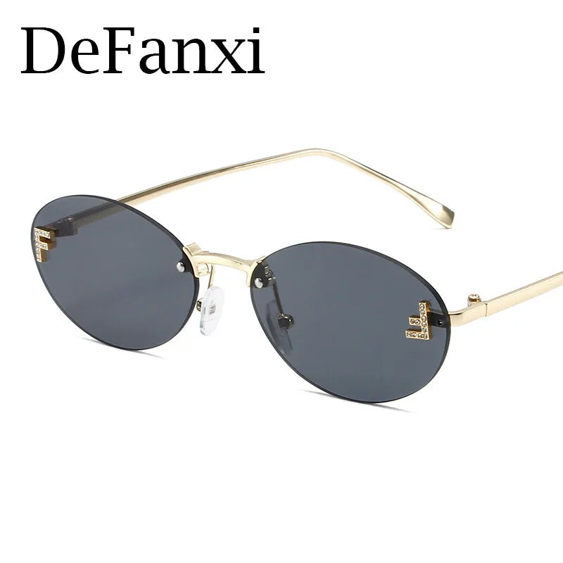 « Lunettes de Soleil Femme – Sans Monture, Lettre F, Luxe UV400 »