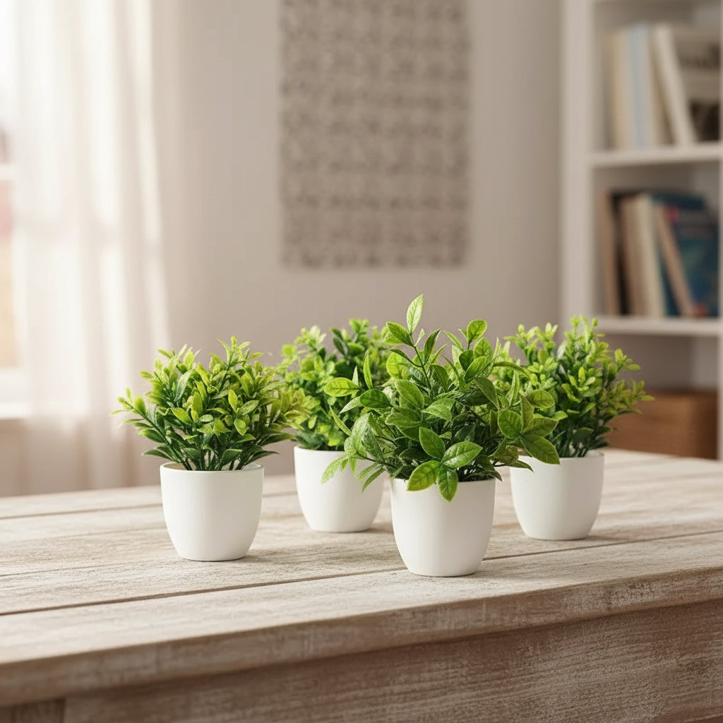 Artificial Potted Green Plant – Decorative Fake Bonsai for Home Décor