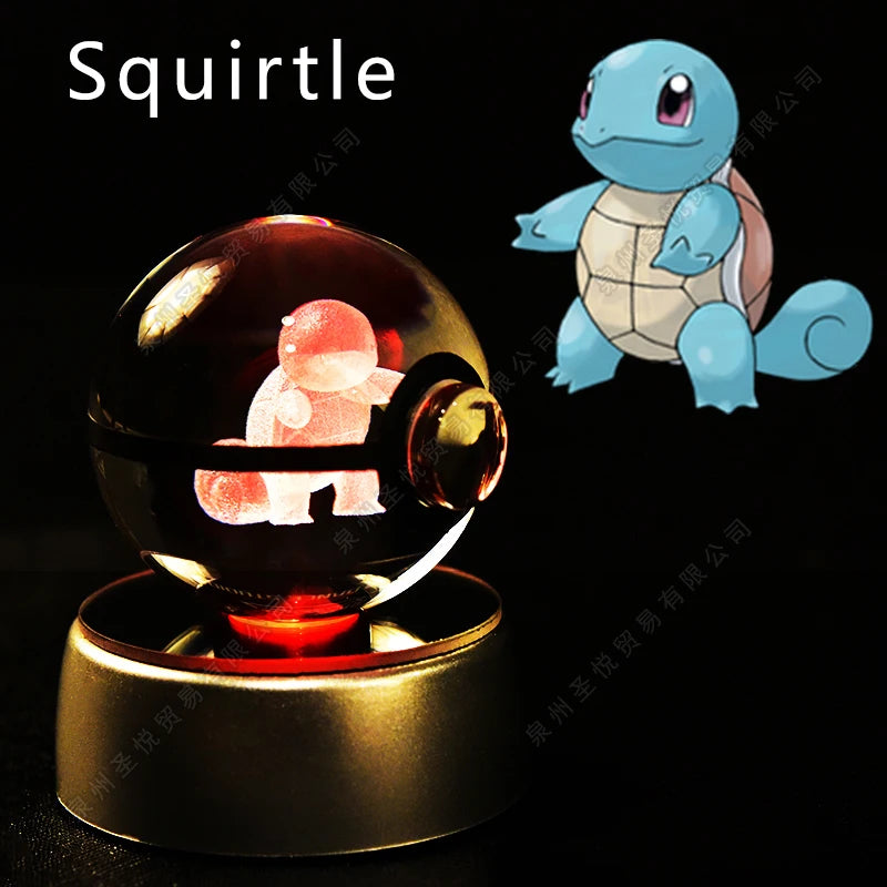 3D Pokémon Crystal Ball Night Light – Pikachu, Gengar & Mewtwo LED Glass Lamp