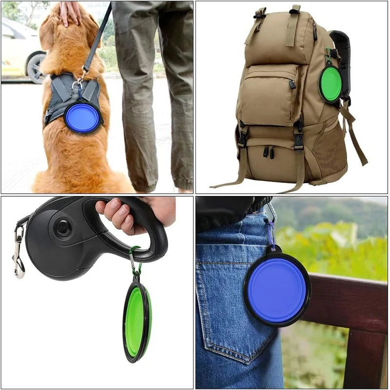 2-in-1 Portable Pet Travel Bowl – Foldable Silicone Food & Water Feeder