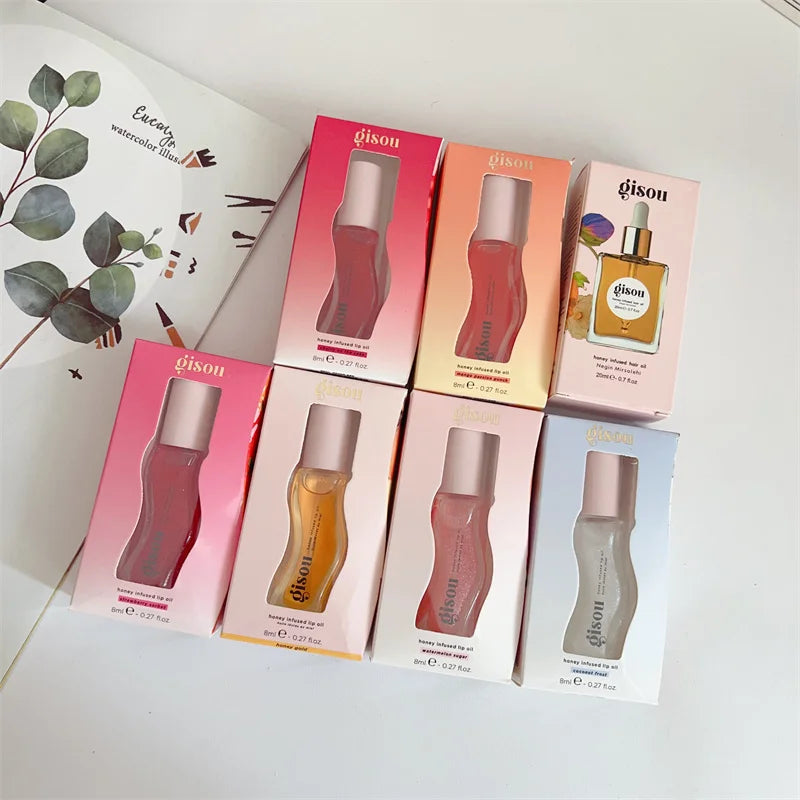 Baume à lèvres hydratant original Gisou – Huile à lèvres et gloss, soin des lèvres, teinté, effet repulpant et exfoliant