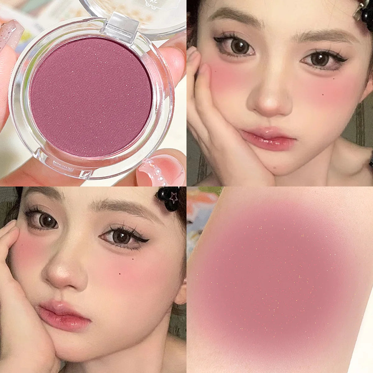 Blush mono couleur mat – Teinte naturelle pour les joues, illumine le visage, waterproof – Contouring, poudre blush, maquillage féminin